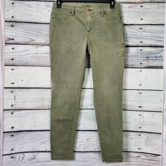 Maurices Women’s Skinny Pants Green Size L-R Stretch Mid Rise - Picture 1 of 7